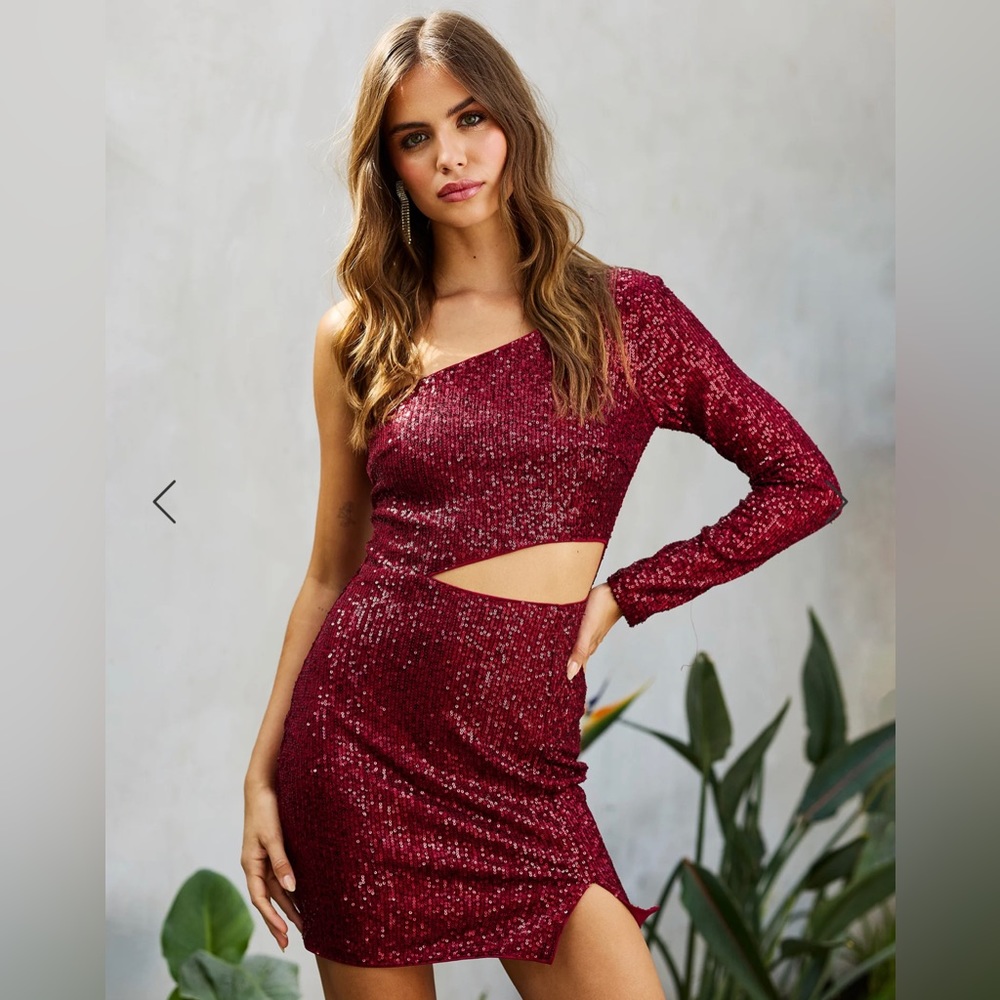 One shoulder sequin mini dress with cutout- Summer Haus xBeach Bunny